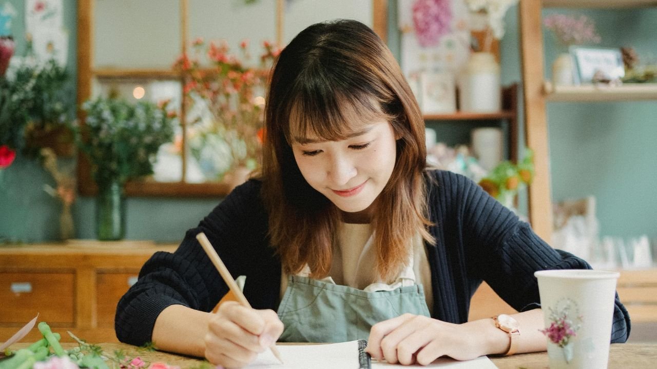 A focused individual practicing meditation at a desk, with brainwave illustrations in the background—symbolizing the science-supported connection between mindfulness and mental clarity.