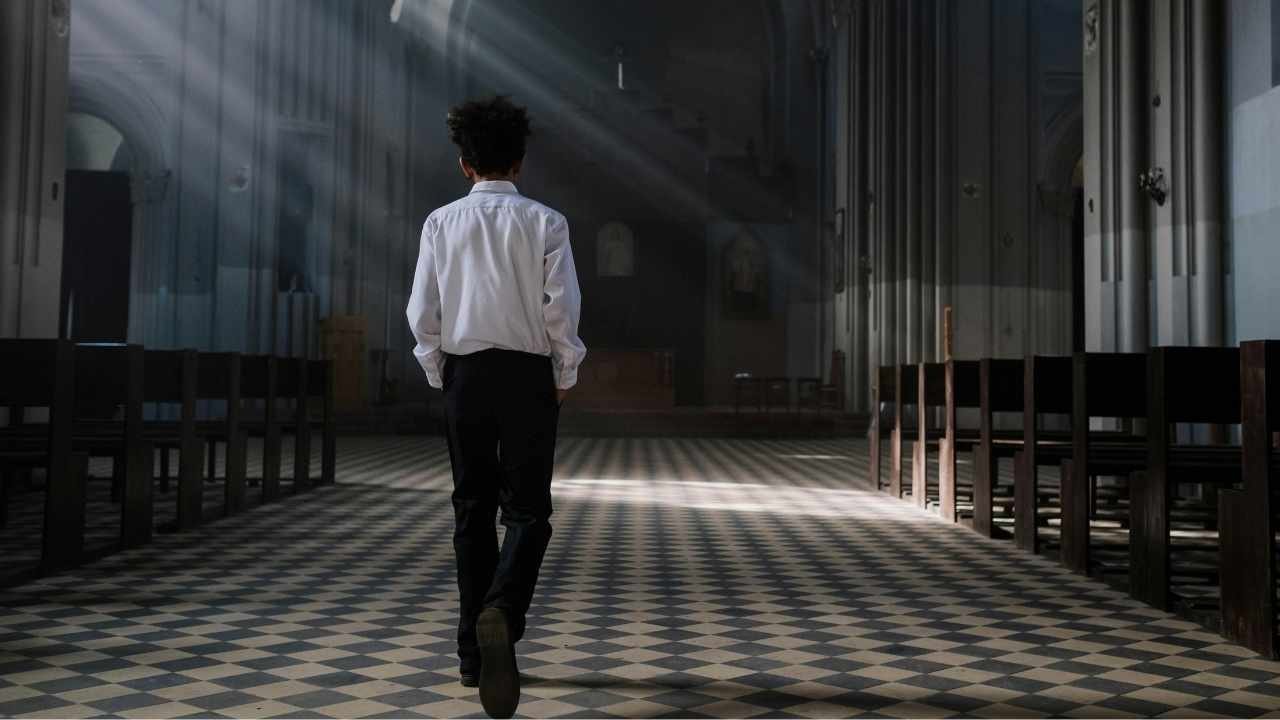 Peaceful moment of prayer and reflection during communion service