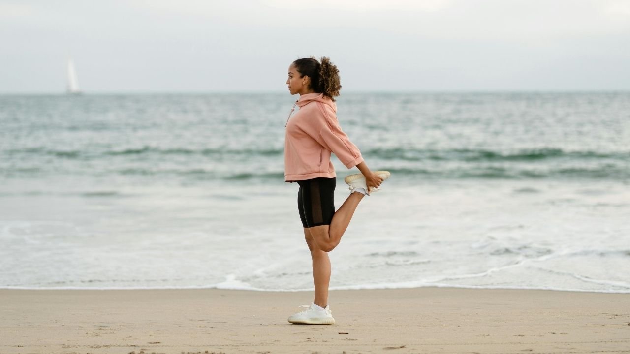 Women is doing christian yoga
